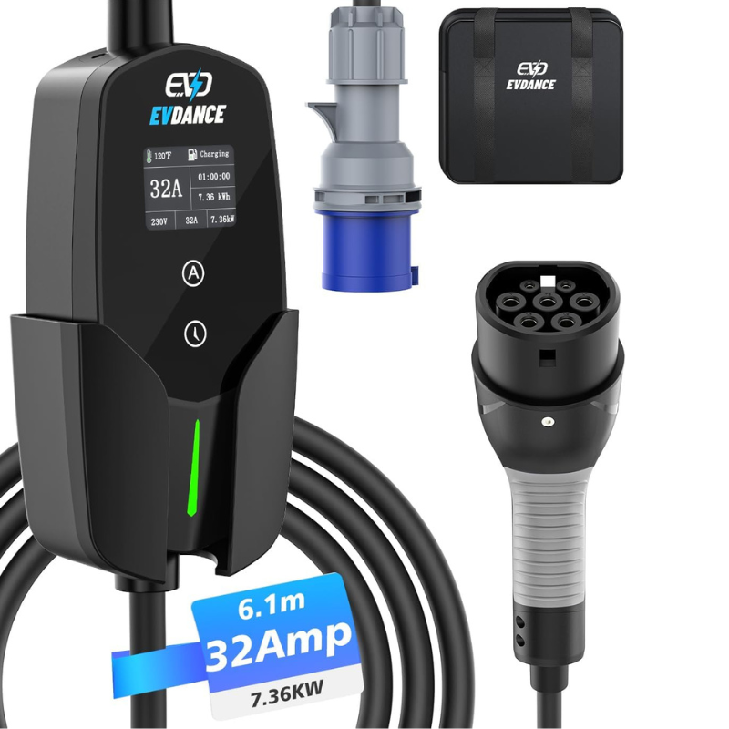 Portable Ev Charger 32A Type 2 Cee Plug - EVDANCE 32A Тип 2 EV зарядное