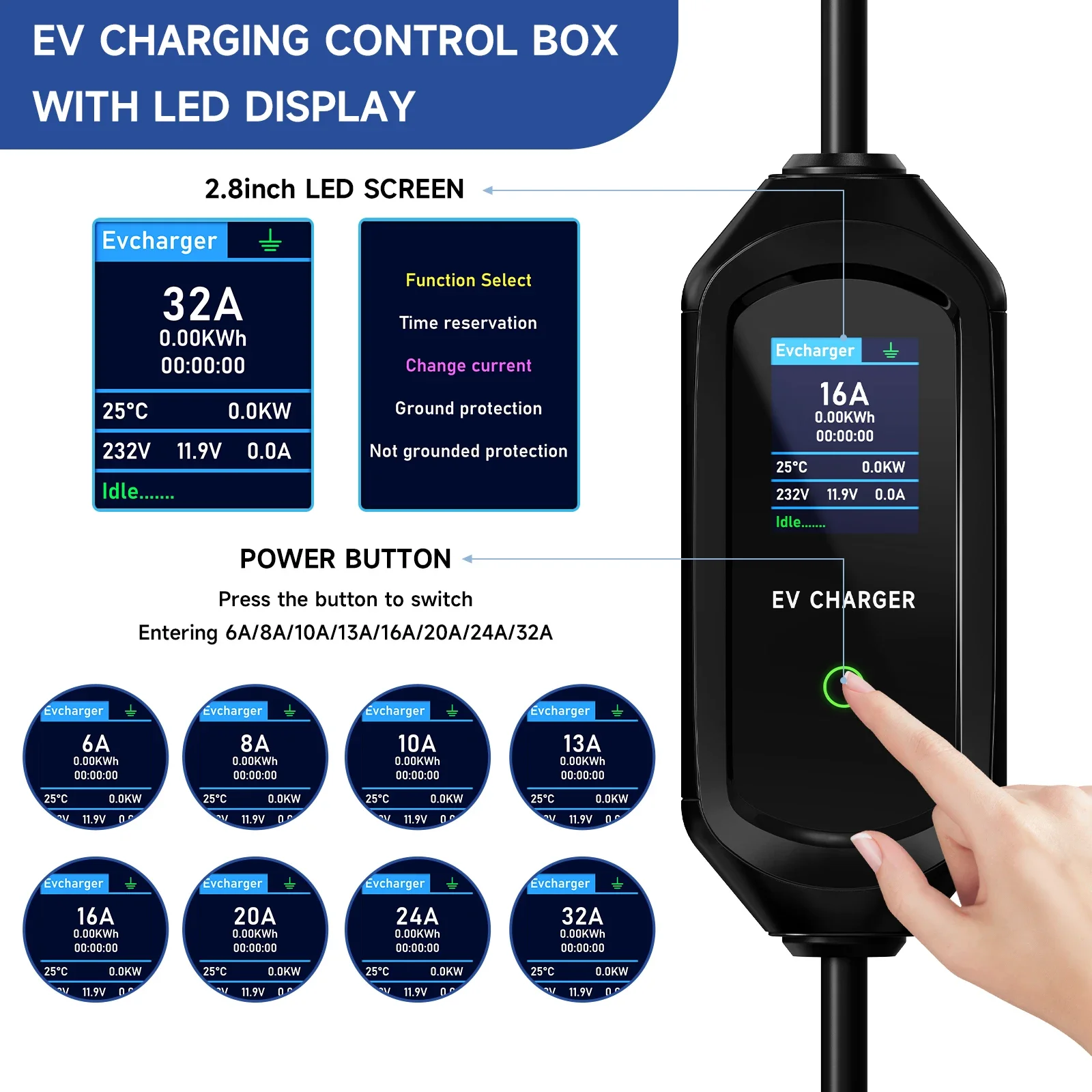 Зарядное устройство для электр – обзор и цена Portable Ev Charger 32A Type 2 Cee Plug
